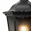First Choice Lighting Sienna Black Clear Glass IP44 Outdoor Half Lantern Wall Light