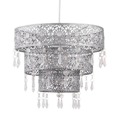 First Choice Lighting Silver Moroccan Styled Tiered Light Shade