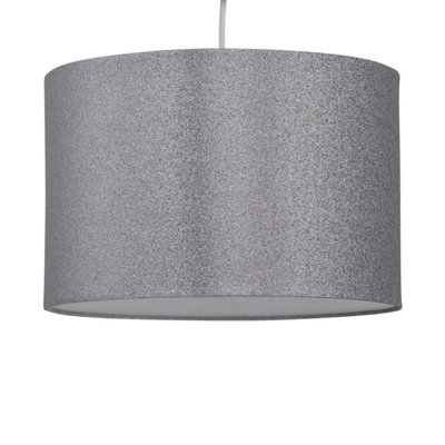 First Choice Lighting Silvery Grey Glitter 25cm Pendant Lightshade