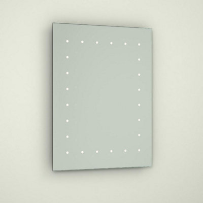 First Choice Lighting Spa LED Mirrored Glass IP44 60 cm Dot Bathroom Battery Operated Mirror