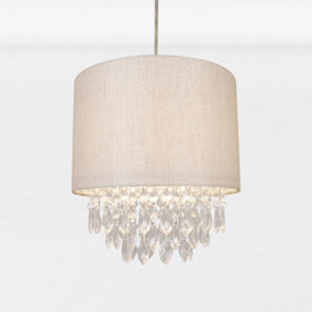 First Choice Lighting Sparkle Gold Faux Silk Jewelled Pendant Shade