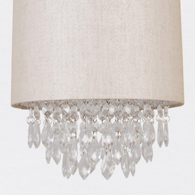First Choice Lighting Sparkle Gold Faux Silk Jewelled Pendant Shade