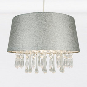 First Choice Lighting Sparkle Grey Jewelled Easy Fit Light Shade