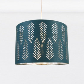 First Choice Lighting Spruce Chrome Teal Easy Fit Fabric Pendant Shade