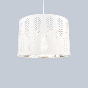 First Choice Lighting Spruce Chrome White Easy Fit Fabric Pendant Shade