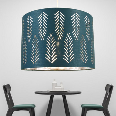 First Choice Lighting Spruce Teal Cut Out Shade with Chrome Inner