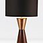 First Choice Lighting Stack Wood Satin Copper Black Table Lamp With Shade