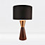 First Choice Lighting Stack Wood Satin Copper Black Table Lamp With Shade