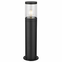 First Choice Lighting Storm Black Clear IP44 Outdoor Post Light
