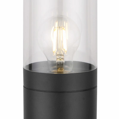 First Choice Lighting Storm Black Clear IP44 Outdoor Post Light
