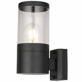 First Choice Lighting Storm Black Clear IP44 Outdoor Wall Light