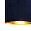 First Choice Lighting Sundance Navy Blue Velvet Pleated 25cm Lamp Shade with Gold Inner