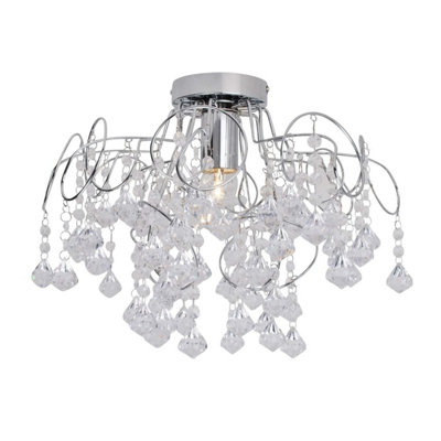 First Choice Lighting Swirl Clear Chrome Flush Ceiling Light