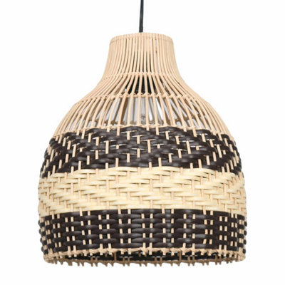 First Choice Lighting Tanya Mixed Rattan Easy Fit Fabric Pendant Shade