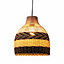 First Choice Lighting Tanya Mixed Rattan Easy Fit Fabric Pendant Shade