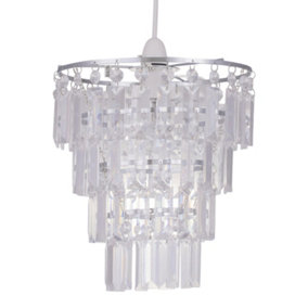 First Choice Lighting Tiara Chrome Clear Easy Fit Jewelled Pendant Shade