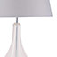 First Choice Lighting Tina Chrome Clear Glass Grey Table Lamp With Shade