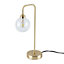First Choice Lighting Toner Satin Brass with Clear Glass Globe Table Lamp