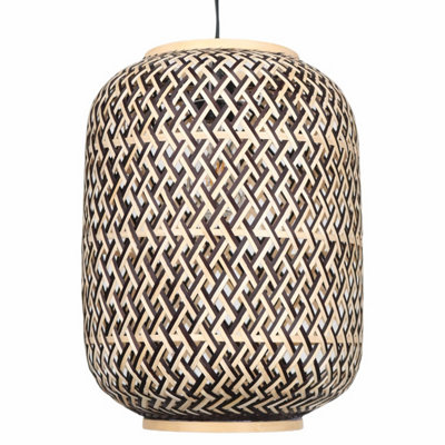 First Choice Lighting Tonia Mixed Rattan Easy Fit Fabric Pendant Shade