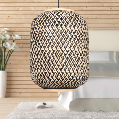 First Choice Lighting Tonia Mixed Rattan Easy Fit Fabric Pendant Shade