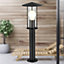 First Choice Lighting Treviso Black Clear Glass IP44 50 cm Outdoor Post Light
