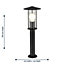 First Choice Lighting Treviso Black Clear Glass IP44 50 cm Outdoor Post Light