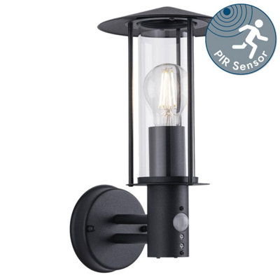 First Choice Lighting Treviso Black Clear Glass IP44 Outdoor Sensor