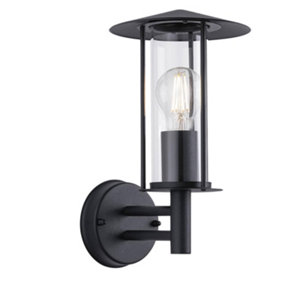 First Choice Lighting Treviso Black Clear Glass IP44 Outdoor Wall Light