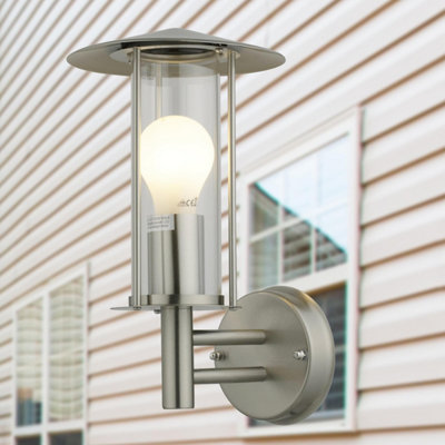 First Choice Lighting Treviso Brushed Stainless Steel Outdoor Wall Light