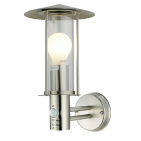 First Choice Lighting Treviso Stainless Steel Clear Glass IP44 Outdoor Sensor Wall Light