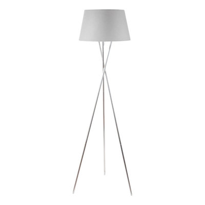 First Choice Lighting Trinity Chrome Grey Tripod Floor Lamp DIY at B&Q
