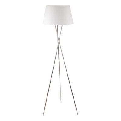 First Choice Lighting Trinity Chrome White Tripod Floor Lamp