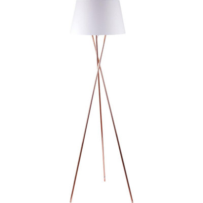 First Choice Lighting Trinity Copper White Tripod Floor Lamp