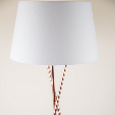 First Choice Lighting Trinity Copper White Tripod Floor Lamp