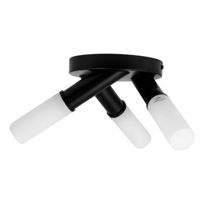 First Choice Lighting Trio Black White Glass 3 Light IP44 Bathroom