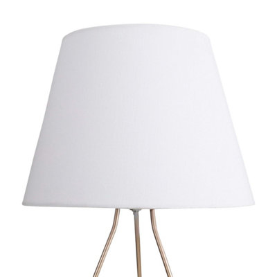 First Choice Lighting Tripod Gold 42cm Table Lamp With White Fabric Shade