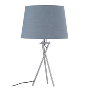First Choice Lighting - Tripod Table Lamp with Grey Cotton Fabric Shade