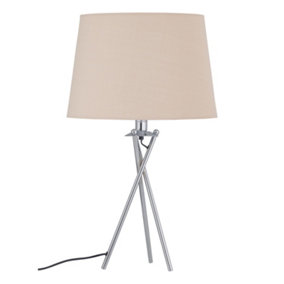 First Choice Lighting - Tripod Table Lamp with Natural Cotton Fabric Shade