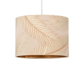 First Choice Lighting Tropica Champagne with Gold Embossed Leaf Detail 25cm Ceiling Pendant or Table Lamp Shade
