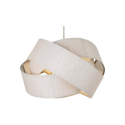 First Choice Lighting Twist Pale Gold Shimmer Linen Layered Pendant Shade
