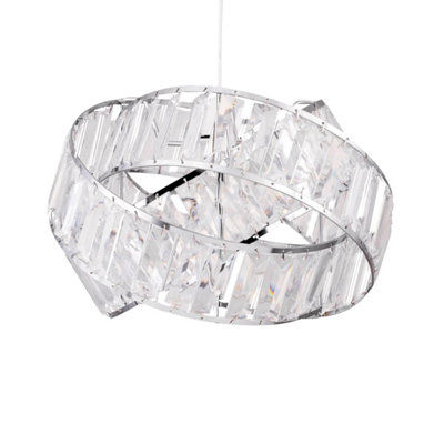 First Choice Lighting Twister Chrome Clear Easy Fit Jewelled Pendant Shade