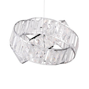 First Choice Lighting Twister Chrome Clear Easy Fit Jewelled Pendant Shade