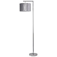 First Choice Lighting Velvet Chrome Grey Angled Floor Lamp