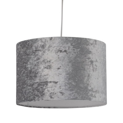 First Choice Lighting Velvet Grey 25 cm Easy Fit Fabric Pendant Shade