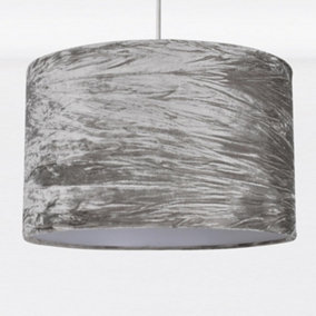 First Choice Lighting Velvet Grey 32 cm Easy Fit Fabric Pendant Shade
