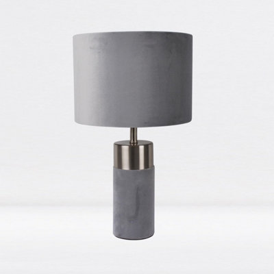 Grey velvet store bedside lamp