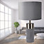 First Choice Lighting Velvet Satin Nickel Grey Table Lamp With Shade
