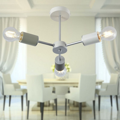 First Choice Lighting Vevo Monochrome White with Satin Silver 3 Arm ...
