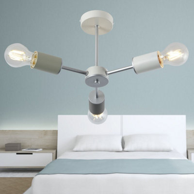 First Choice Lighting Vevo Monochrome White with Satin Silver 3 Arm ...