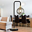 First Choice Lighting Victor Black Brass Smoked Glass Table Lamp